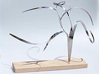 Dancing Tree-Stainless Steel on Oak base H33cm x W 41cm x D 26cm